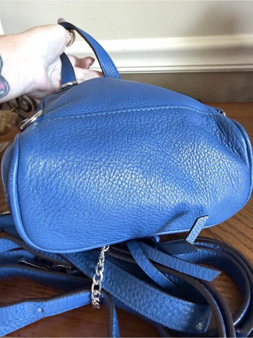 Michael Kors Royal Blue Like new Pebbled Leather Mini Backpack convertible
